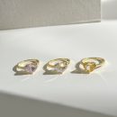 925 Sterling Silver 18K Gold 8A Cubic Zirconia Heart Cut Ring