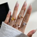 925 Sterling Silver 18K Gold Plated Zirconia Pear Cut Ring