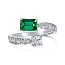 925 Sterling Silver White Gold Plated Cubic Zirconia Ring