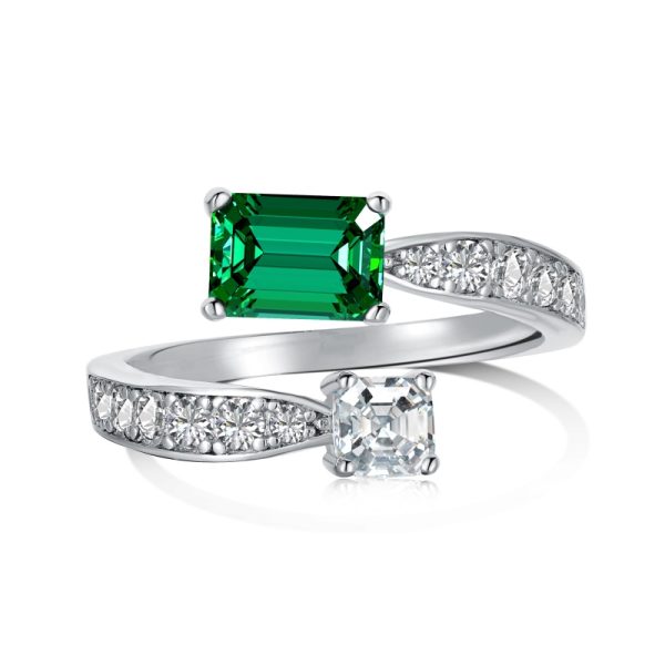 925 Sterling Silver White Gold Plated Cubic Zirconia Ring