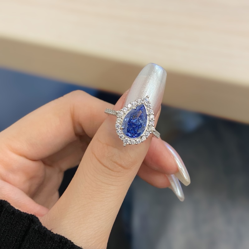 925 Sterling Silver Tanzanite Pear Cut Ring - Image 2