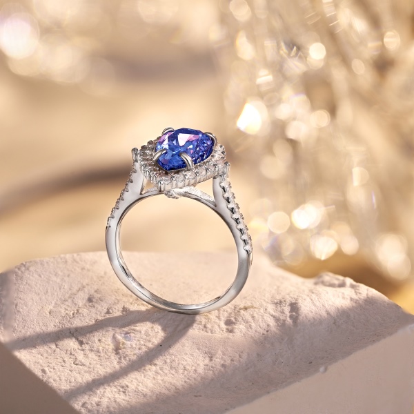 925 Sterling Silver Tanzanite Pear Cut Ring - Image 4