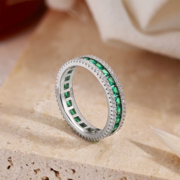 925 Sterling Silver White Gold Plated Cubic Zirconia Ring