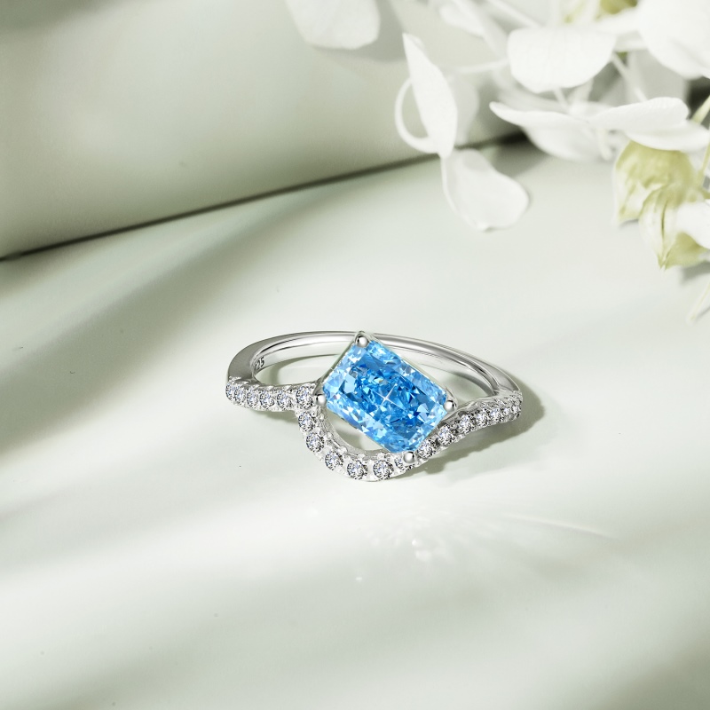 925 Sterling Silver 8A Cubic Zirconia Rectangle Cut Ring - Image 3