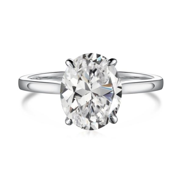 925 Sterling Silver Zircon 5A Oval Cut Ring