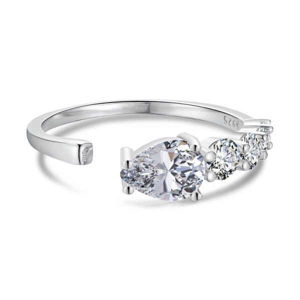 925 Sterling Silver Cubic Zirconia Pear Cut Ring