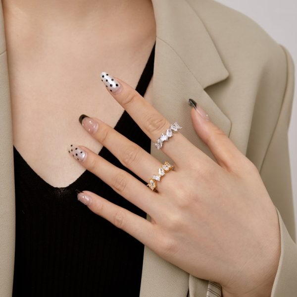 925 Sterling Silver 18K Gold Plated Geometric Ring