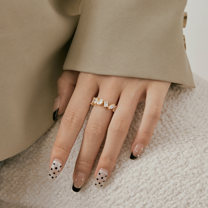 925 Sterling Silver 18K Gold Plated Geometric Ring - Image 2