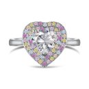 925 Sterling Silver Heart Shaped Colorful Cubic Zirconia Ring
