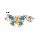 925 Sterling Silver 18K Gold Plated Cubic Zirconia Marquise Cut Ring