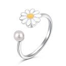 925 Sterling Silver Adjustable Daisy Design Ring