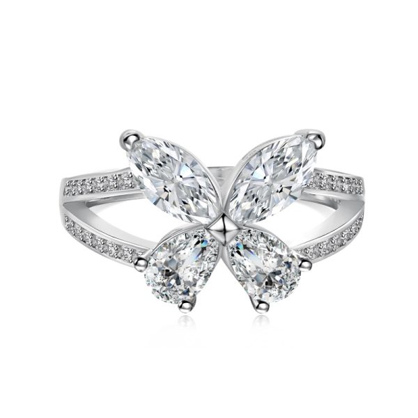 925 Sterling Silver Zirconia Pear Marquise Cut Ring