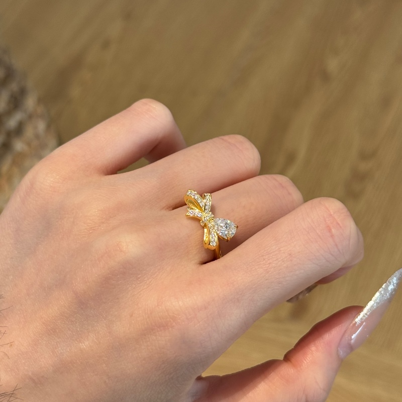 925 Sterling Silver 18K Gold Plated Cubic Zirconia Ring - Image 3