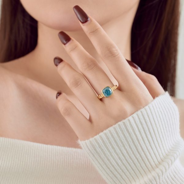 925 Sterling Silver 18K Gold Plated Cubic Zirconia Ring