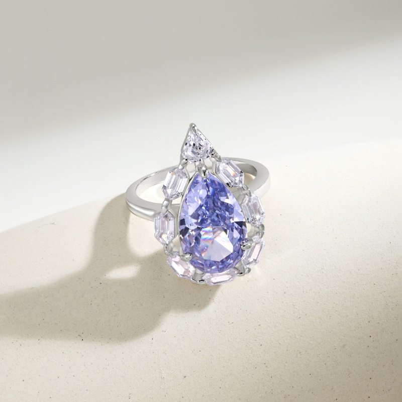 925 Sterling Silver 8A Pear Cut Ring - Image 2