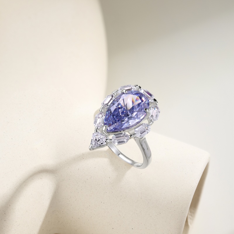 925 Sterling Silver 8A Pear Cut Ring - Image 3