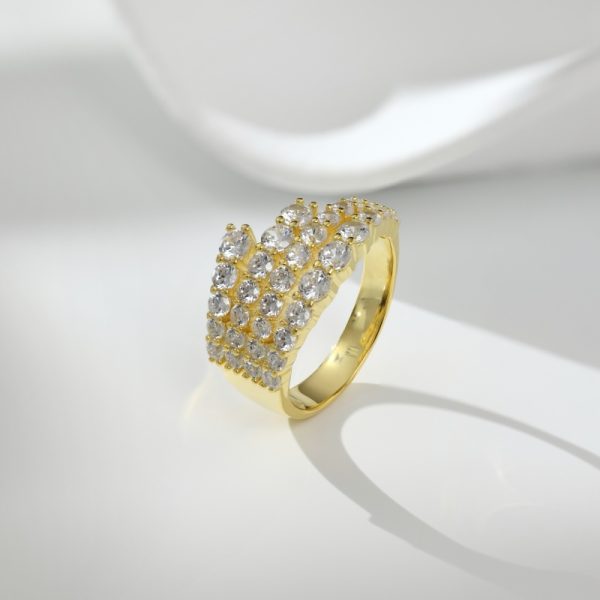 925 Sterling Silver 18K Gold Plated Cubic Zirconia Ring