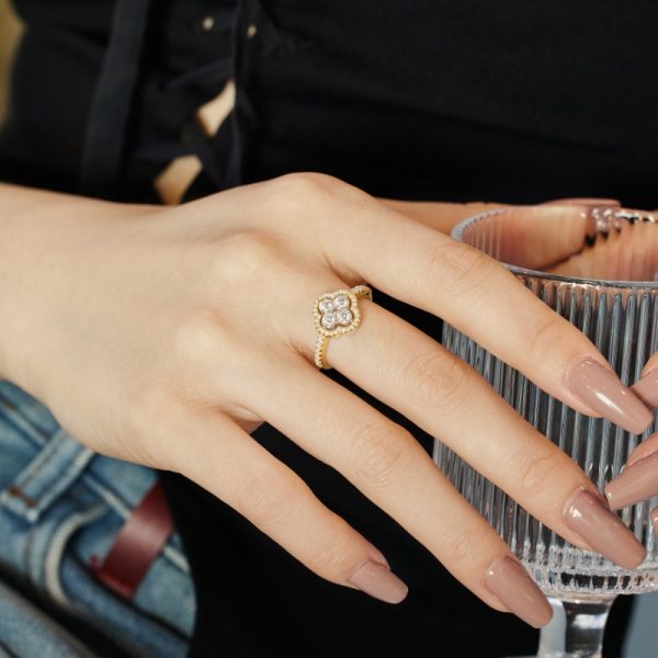 925 Sterling Silver 18K Gold Plated Cubic Zirconia Ring