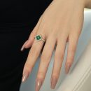 925 Sterling Silver Green White Cubic Zirconia Ring