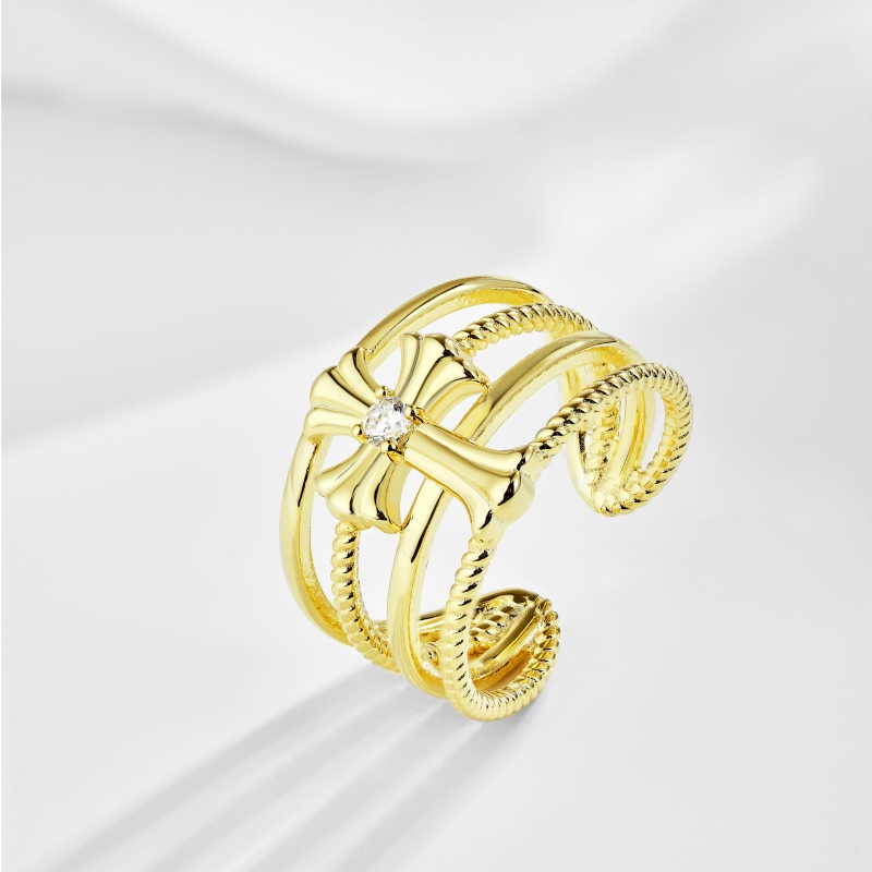 925 Sterling Silver 18K Gold Plated Cubic Zirconia Ring
