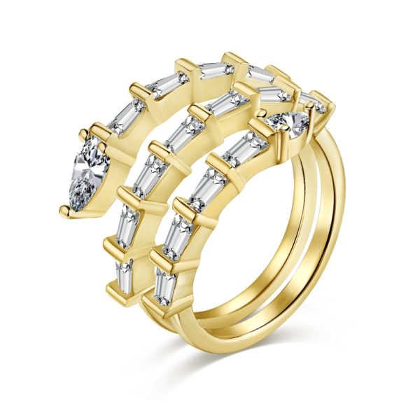 925 Sterling Silver 18K Gold Plated Cubic Zirconia Ring
