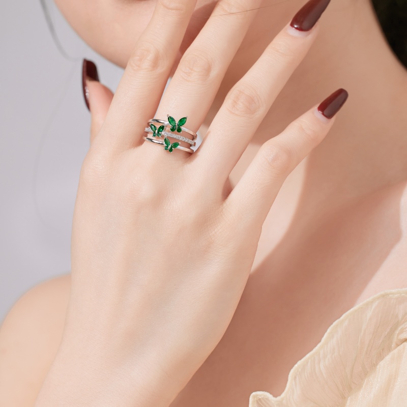 925 Sterling Silver White Gold Plated Cubic Zirconia Ring