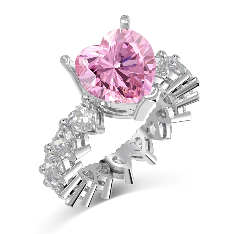 925 Sterling Silver 8A Heart Cut Ring - Image 3