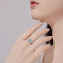 925 Sterling Silver Blue Synthetic Opal Ring