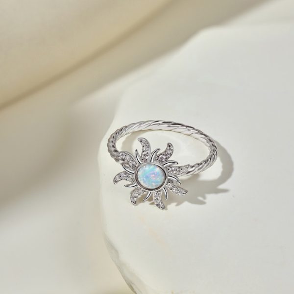 925 Sterling Silver White Opal Ring