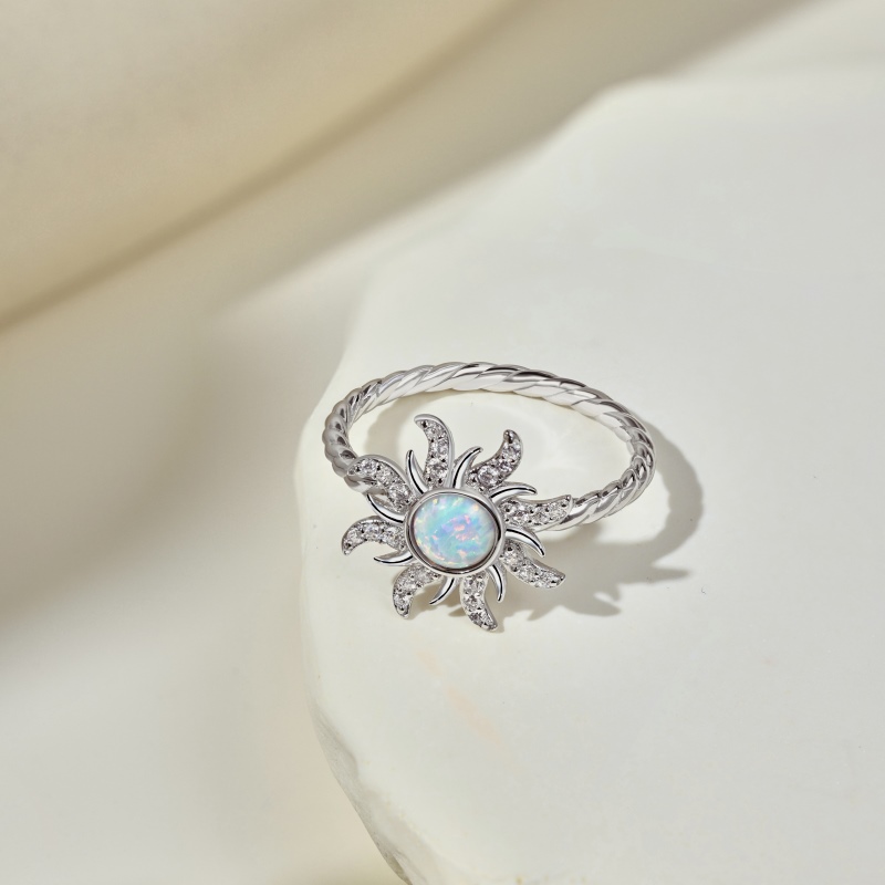 925 Sterling Silver White Opal Ring