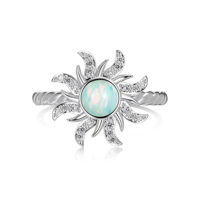 925 Sterling Silver White Opal Ring - Image 3