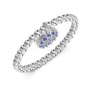 925 Sterling Silver Blue and White Cubic Zirconia Evil Eyes Ring