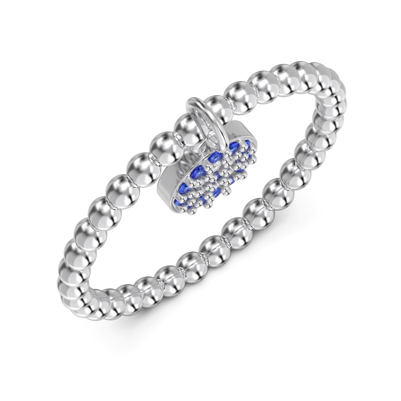925 Sterling Silver Blue and White Cubic Zirconia Evil Eyes Ring