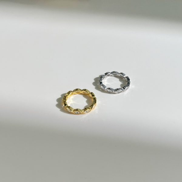 925 Sterling Silver 18K Gold Plated Cubic Zirconia Ring