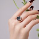 925 Sterling Silver Black Agate Ring