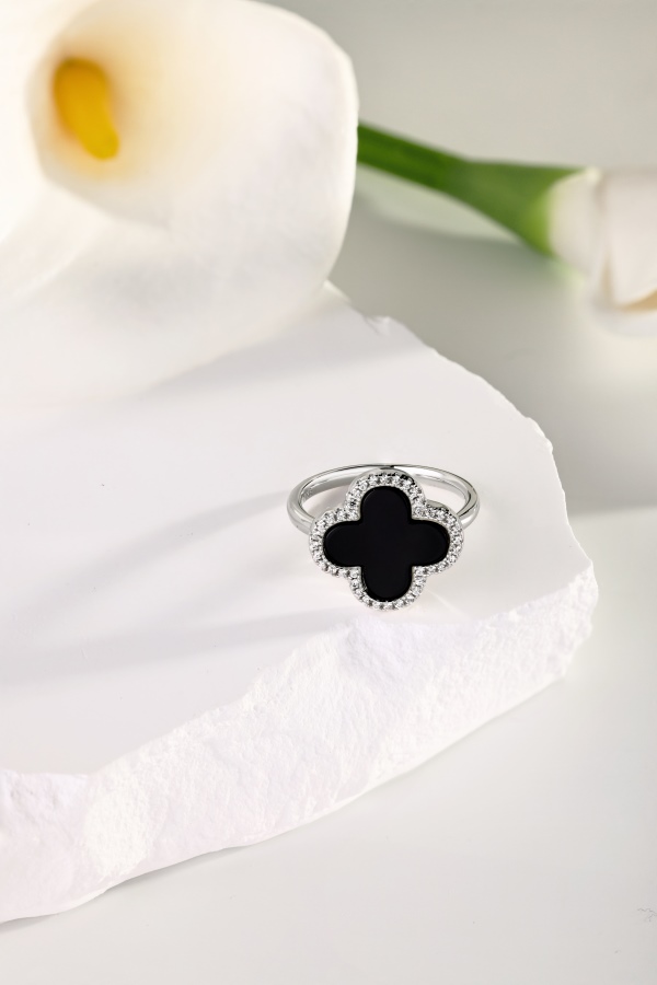 925 Sterling Silver Black Agate Ring - Image 4