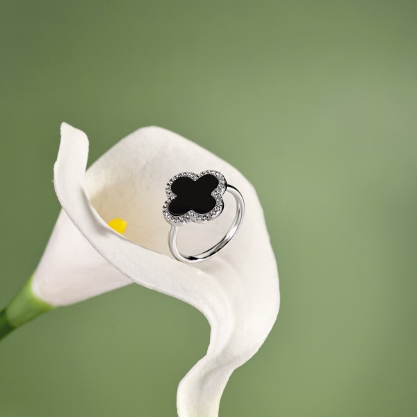 925 Sterling Silver Black Agate Ring - Image 5