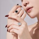 925 Sterling Silver White Shell White Mother of Pearl Round Zirconia Ring
