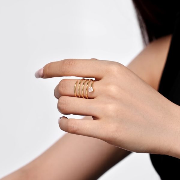925 Sterling Silver 18K Gold Plated Cubic Zirconia Ring