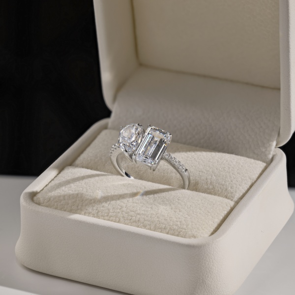 925 Sterling Silver Pear and Rectangular Cut Ring - Image 5