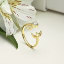 925 Sterling Silver 18K Gold Plated Cubic Zirconia Ring