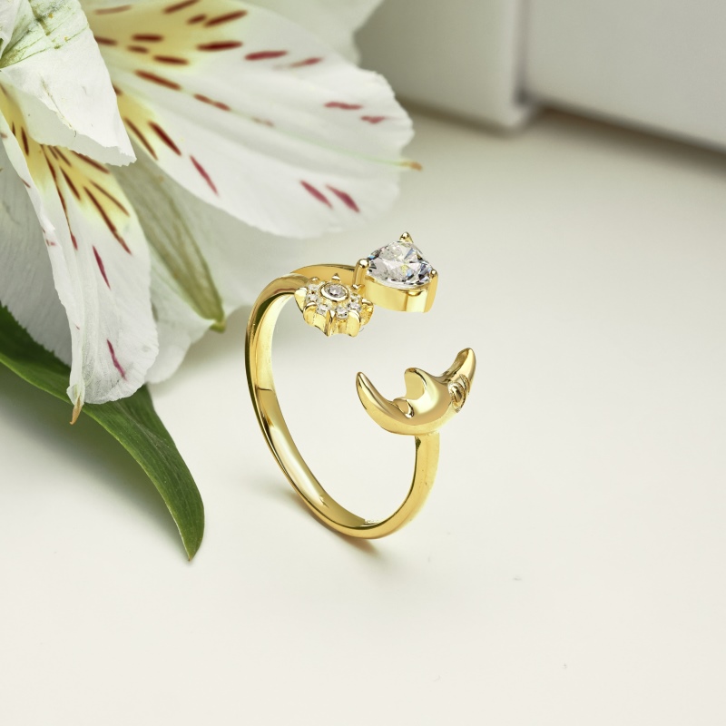 925 Sterling Silver 18K Gold Plated Cubic Zirconia Ring