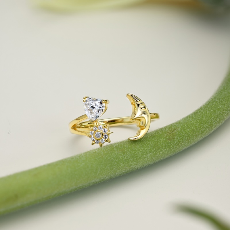 925 Sterling Silver 18K Gold Plated Cubic Zirconia Ring - Image 2