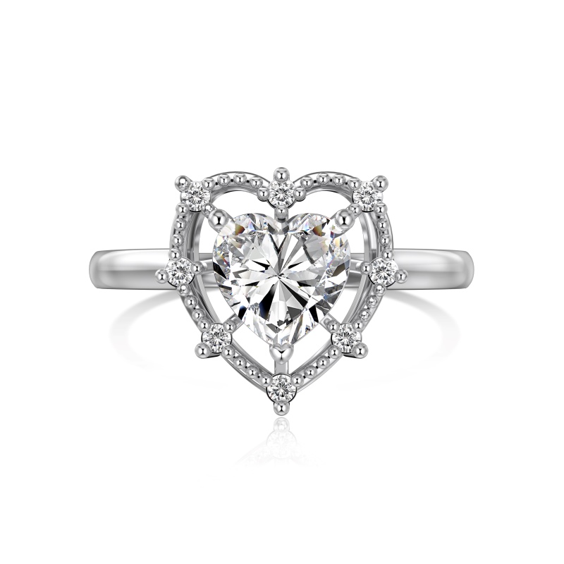 925 Sterling Silver Heart Shaped Ring - Image 3