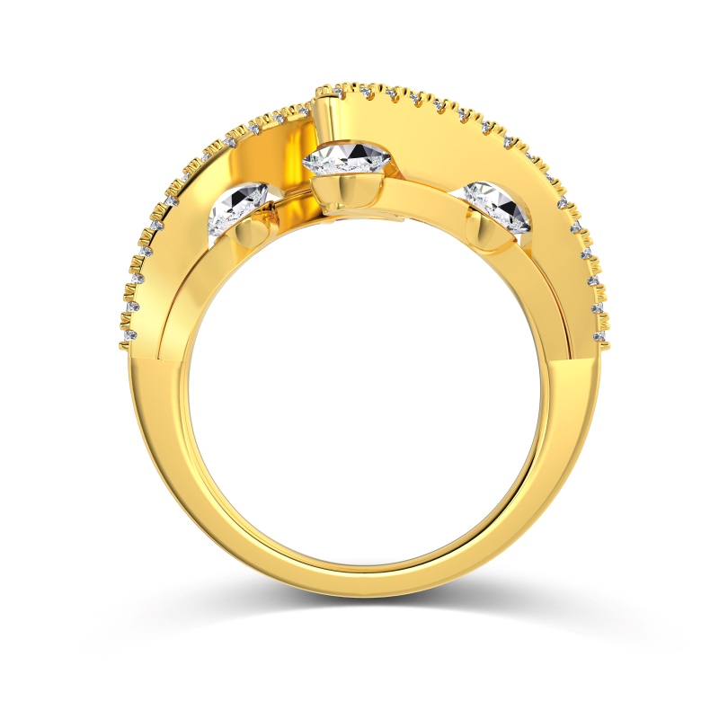 925 Sterling Silver 18K Gold Plated Cubic Zirconia Ring - Image 3