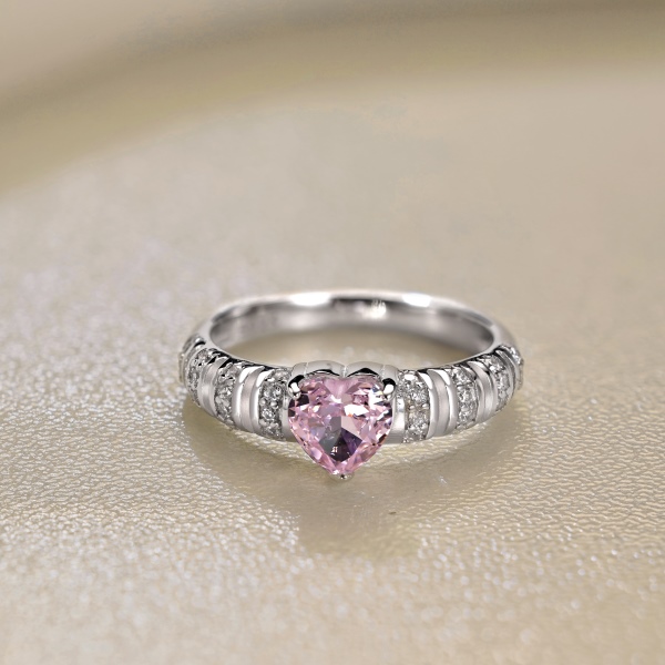 925 Sterling Silver 8A Cubic Zirconia Heart Ring - Image 5