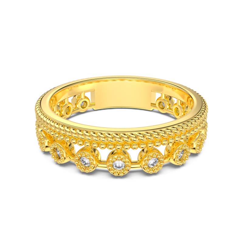 925 Sterling Silver 18K Gold Plated Cubic Zirconia Ring