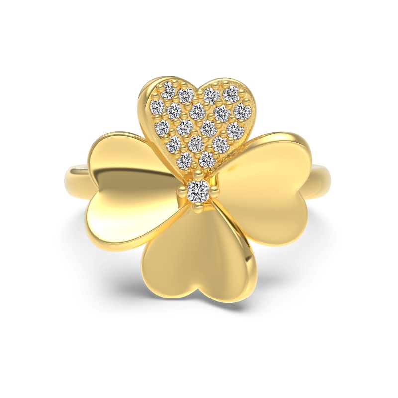 925 Sterling Silver 18K Gold Plated Cubic Zirconia Ring