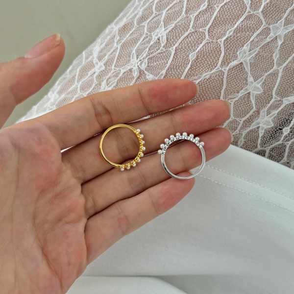 925 Sterling Silver 18K Gold Plated Pearl Ring - Image 4