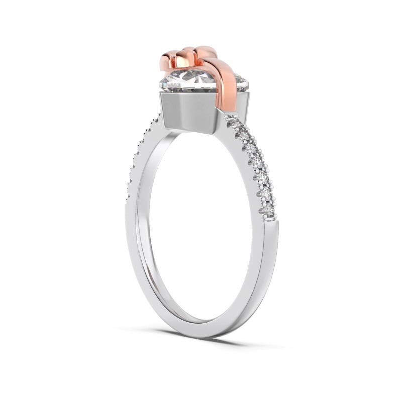 925 Sterling Silver Electroplating Color Separation Cubic Zirconia Ring